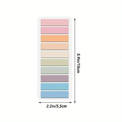 Self-Stick Notes, PET Waterproof Sticky Notes, Solid Color Plain Notepad, Cute Stationery Decals for Students Scrapbooking Journal, School Gift
