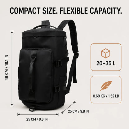 Waterproof Backpack Oxford Fabric, Black Everyday Daypack with Top Handle and Front Pocket, Wear Resistant Polyester Lined