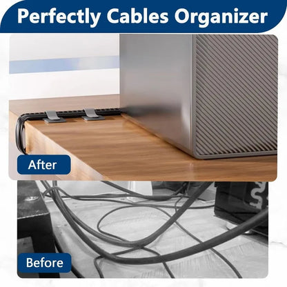 50 PCS Hook and Loop Cable Ties, Under Desk Cable Management, White