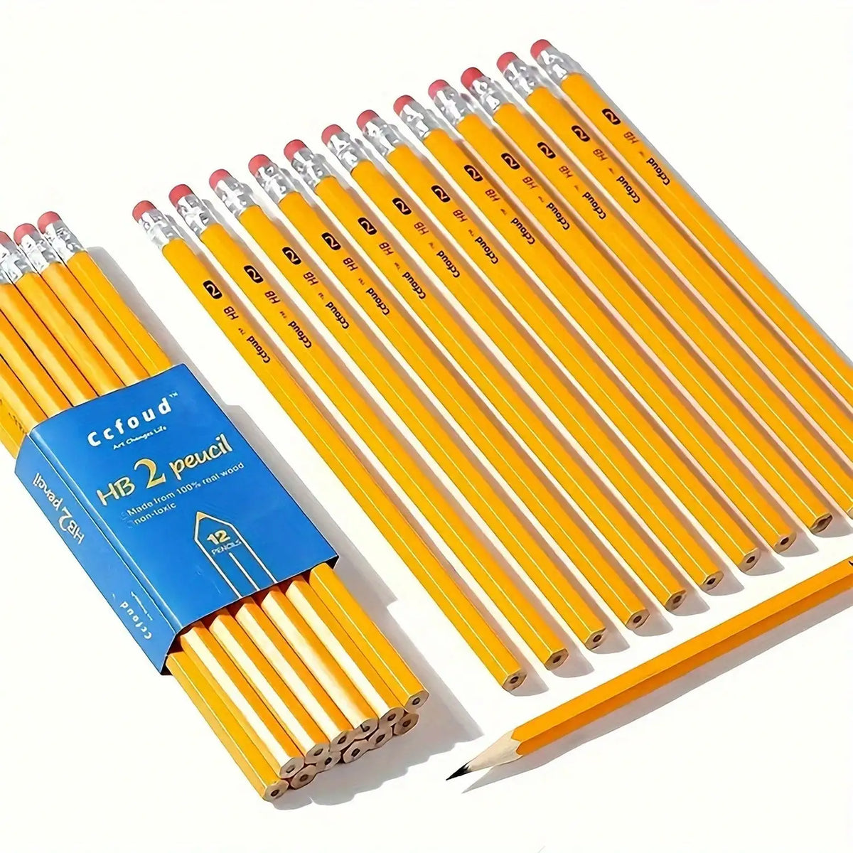 Premium 30pcs Hexagonal Yellow Wood Pencil With Red Eraser - Classic Graphite Writing Pencil - Elegant Office Supplies And Professional Drawing Sketching Pencils For Students Artists - Traditional School Stationery