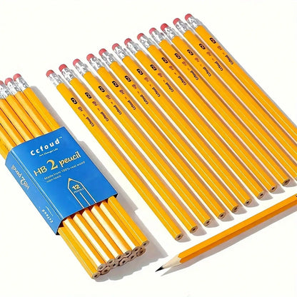 Premium 30pcs Hexagonal Yellow Wood Pencil With Red Eraser - Classic Graphite Writing Pencil - Elegant Office Supplies And Professional Drawing Sketching Pencils For Students Artists - Traditional School Stationery