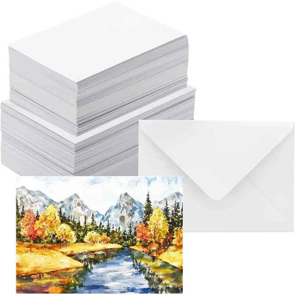 5x7 Heavyweight White Cardstock for Invitations, Blank Note Cards, and Office Stationery with Envelopes
