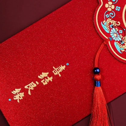 10Pcs/Set Traditional Chinese Wedding Red Envelopes with Tassel, Lucky Money Packets for Blessing
