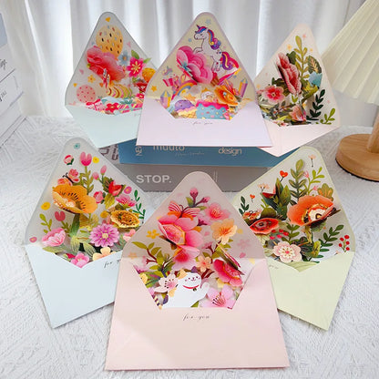 Greeting Card Flowers Cat Pop Up Card 3D Greeting Cards for Birthday, Anniversary, Thank You, Thanksgiving, Christmas, Get Well,