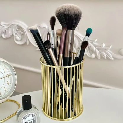 Gold Metal Pen Holder Cup for Desk Makeup Brushes Pencil Holders Home Office Organizer