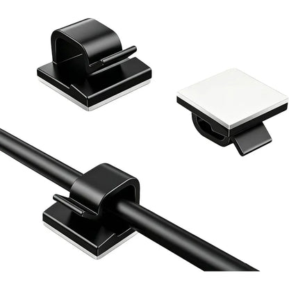 20 Pack Adhesive Cable Clips for Cord Management, Small Wire Holders for Desk Wall Car, Strong Sticky Cable Organizer for Phone Charger, USB, TV, Ethernet & More (20, Black)