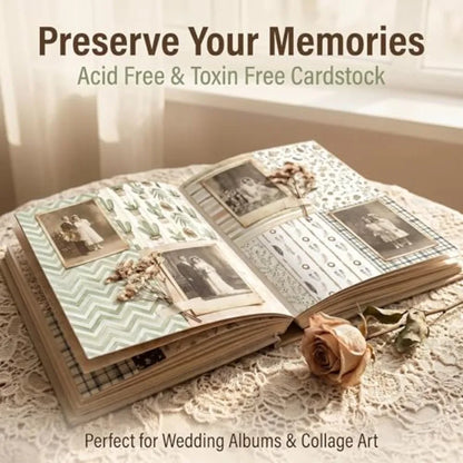 6x6in, 48 Sheets Double-Sided Patterned, Vintage Cardstock Bleed-Resistant For Inks and Glues, Folds And Tears Cleanly, Acid-Free