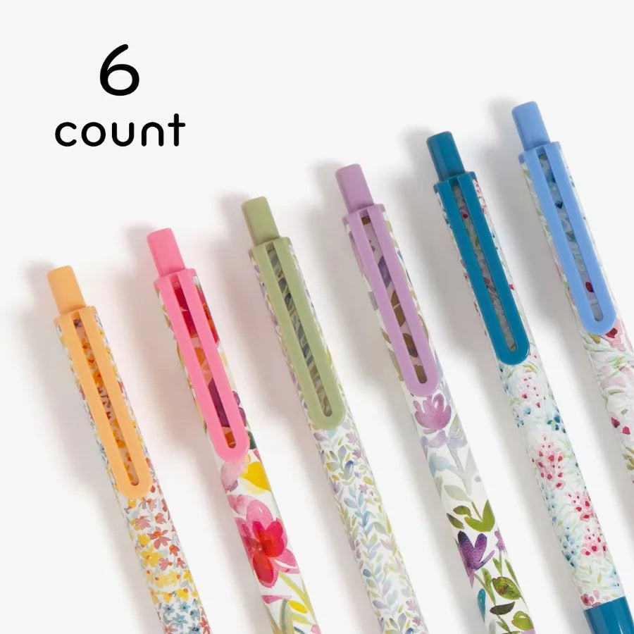 6pk Ballpoint Pens Black Ink Laguna Bountiful Bouquet