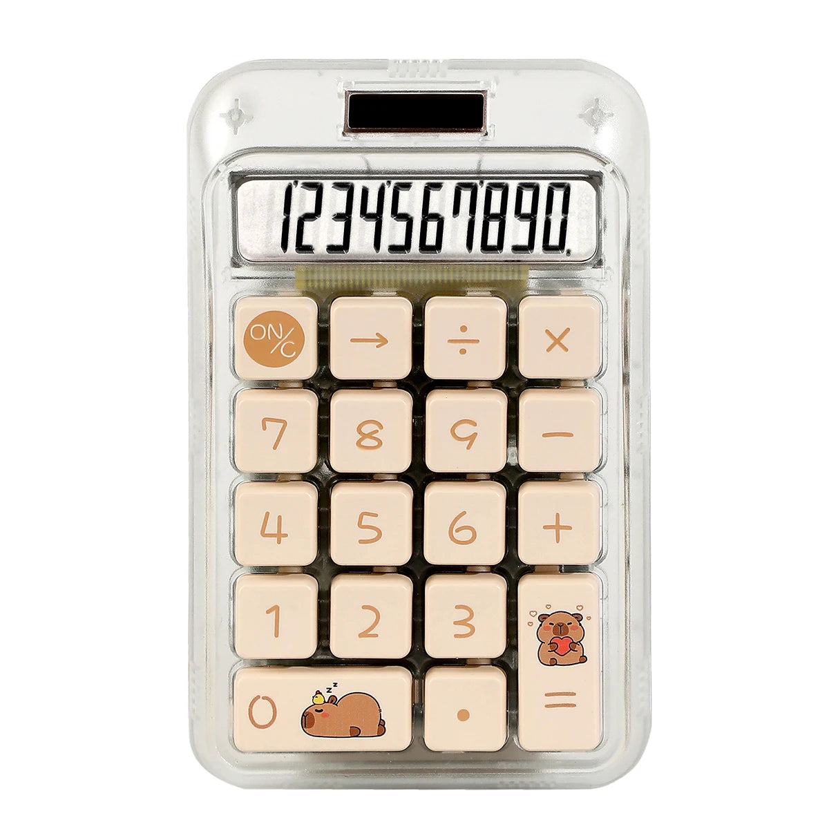 1pcs Transparent Color Solar Dual Power Calculator - Designed Cute And Compact, With Large Screen And Buttons, High-precision 10 Digit Number Capability, Suitable For Offices, Schools, And Homes