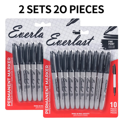 20/40/60-Pack Waterproof  Dual-Tip Permanent Markers, Quick-Drying, Waterproof & Smudge-Proof, for Office Marking, Note-Taking,