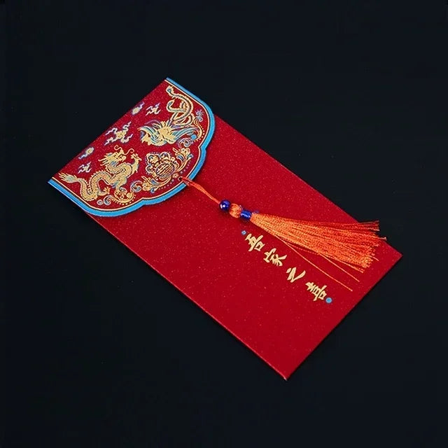 10Pcs/Set Traditional Chinese Wedding Red Envelopes with Tassel, Lucky Money Packets for Blessing