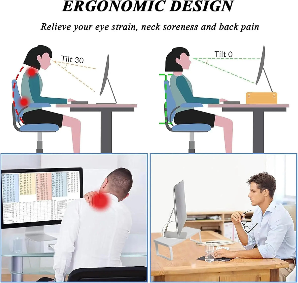 50cm Fixed-Height Monitor Stand Riser Heavy Duty Ergonomic Computer Screen Base Sturdy Desktop Storage Organizer Strong Load Bearing Laptop Holder Practical Office Accessories Workspace Desk Organization