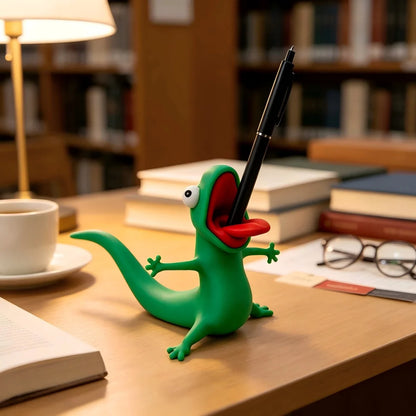 Funny Lizard Pen Holder, Cute 3D Printed Desk Organizer, Novelty Pen Rest for Office & Home, Unique Gift for Coworkers