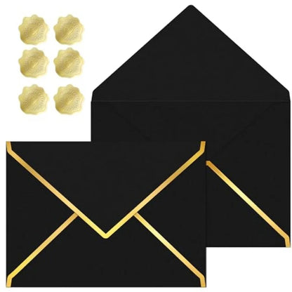30 Pieces 5 x 7 Inch A7 Envelopes with V Flap Gold Foil Border, for Office, Business Envelopes Colo Envelopes for Gift Cards