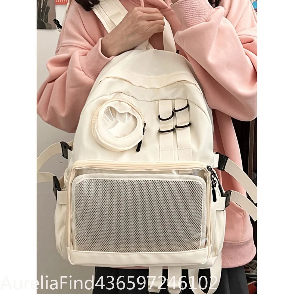 2026 New Kawaii Heart Transparent JK Itabag Backpack for Teen Girls Collage Style School Bag Women Laptop Backpack