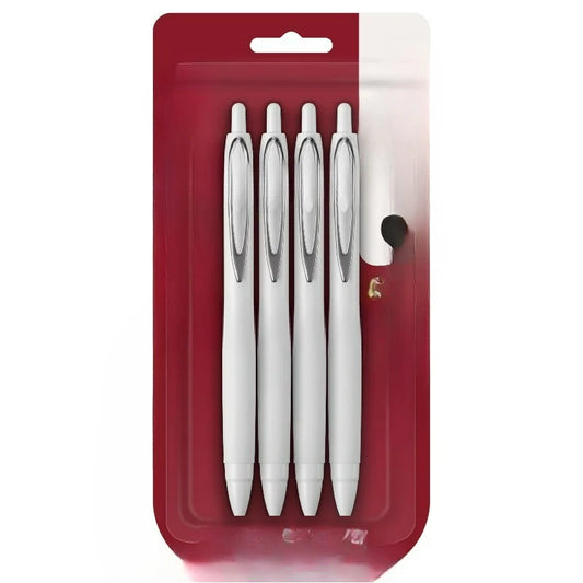 Retractable Gel Pens, Medium Point, 0.7mm, White Barrel, Black Ink, 4 Count