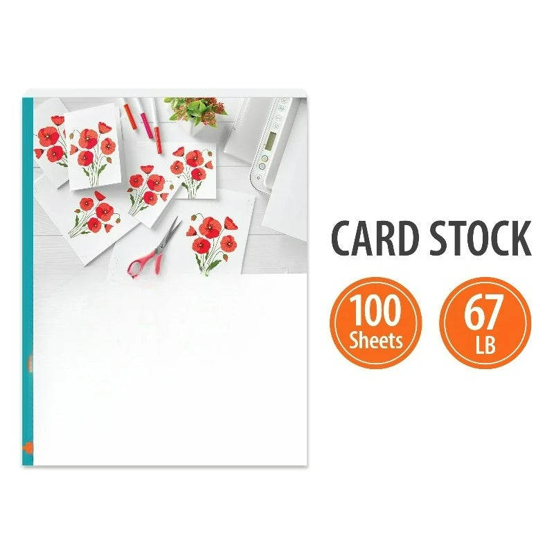White Card Stock, 8.5" x 11", 67 lb, 100 Sheets