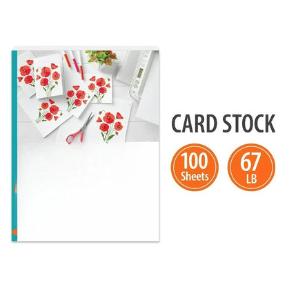 White Card Stock, 8.5" x 11", 67 lb, 100 Sheets