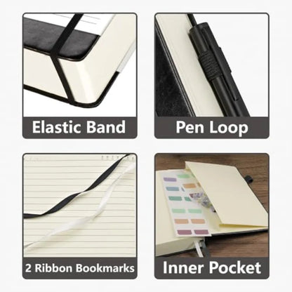 Lined Journal Notebook, 400 Pages Thick Journal for Writing, A5 Hardcover Leather Notebook with 100Gsm College Ruled Paper