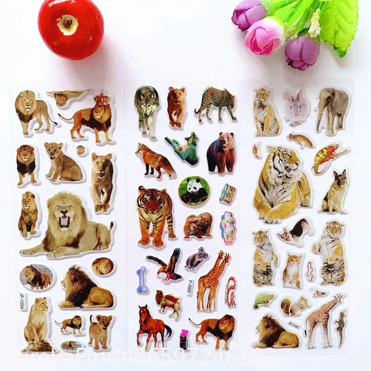10 Sheets 3D Puffy Animal Stickers Bulk Scrapbook Decor Stickers Birthday New Year Christmas Gift for Kids