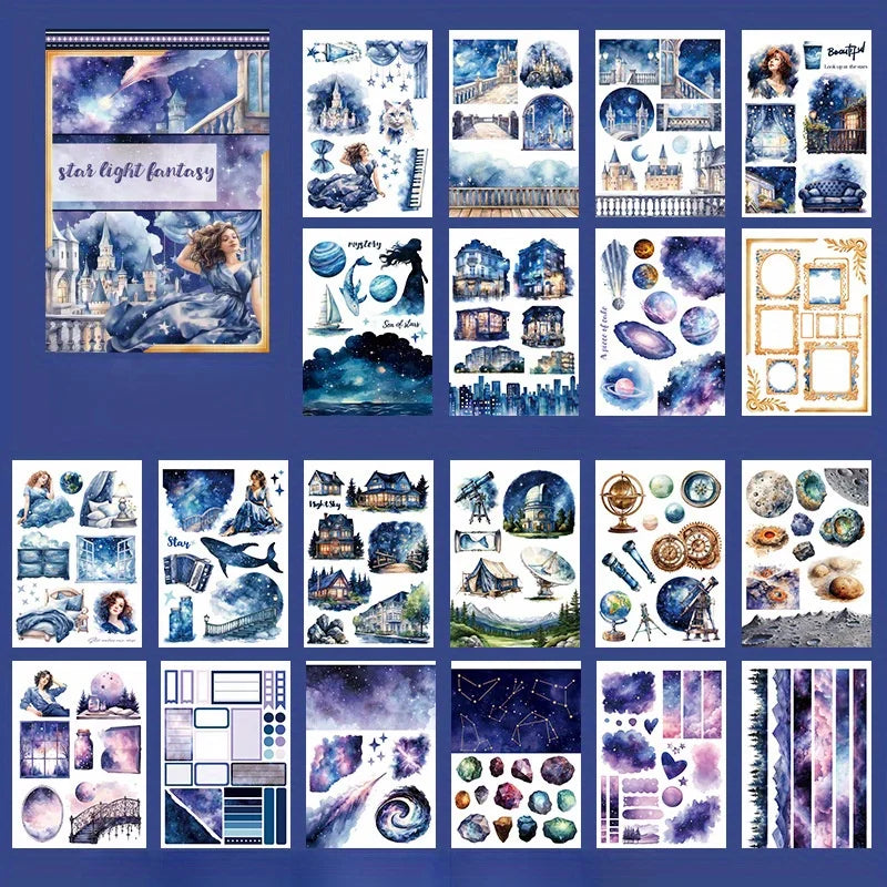 6 Pack 120 Sheets A5 Winter Wonderland Sticker Book, PET Pre Cut Vintage Decals for Journaling, Scrapbooking DIY Craft Supplies