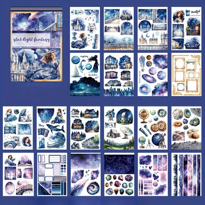 6 Pack 120 Sheets A5 Winter Wonderland Sticker Book, PET Pre Cut Vintage Decals for Journaling, Scrapbooking DIY Craft Supplies