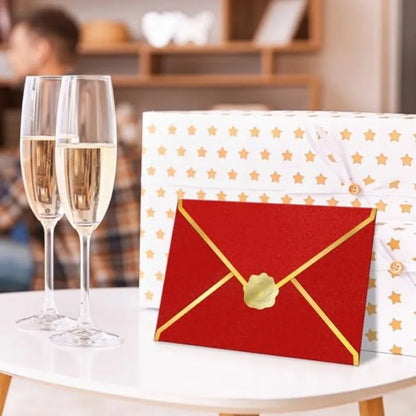 30 Pieces 5 x 7 Inch A7 Envelopes with V Flap Gold Foil Border, for Office, Business Envelopes Colo Envelopes for Gift Cards