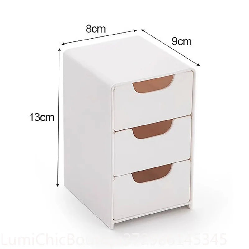 3‑Tier Multifunctional Desk Organizer With Drawers Large Capacity Desktop Storage Box For Makeup Jewelry Cosmetic Vanity Counter Organizer