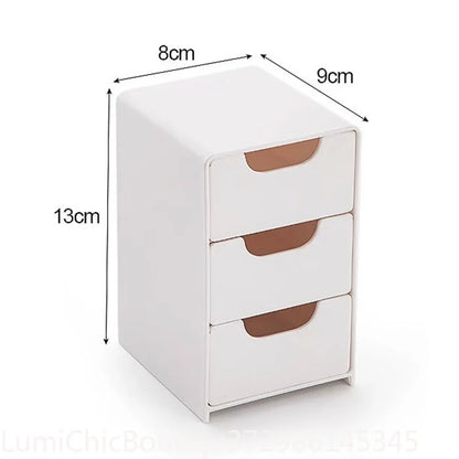 3‑Tier Multifunctional Desk Organizer With Drawers Large Capacity Desktop Storage Box For Makeup Jewelry Cosmetic Vanity Counter Organizer