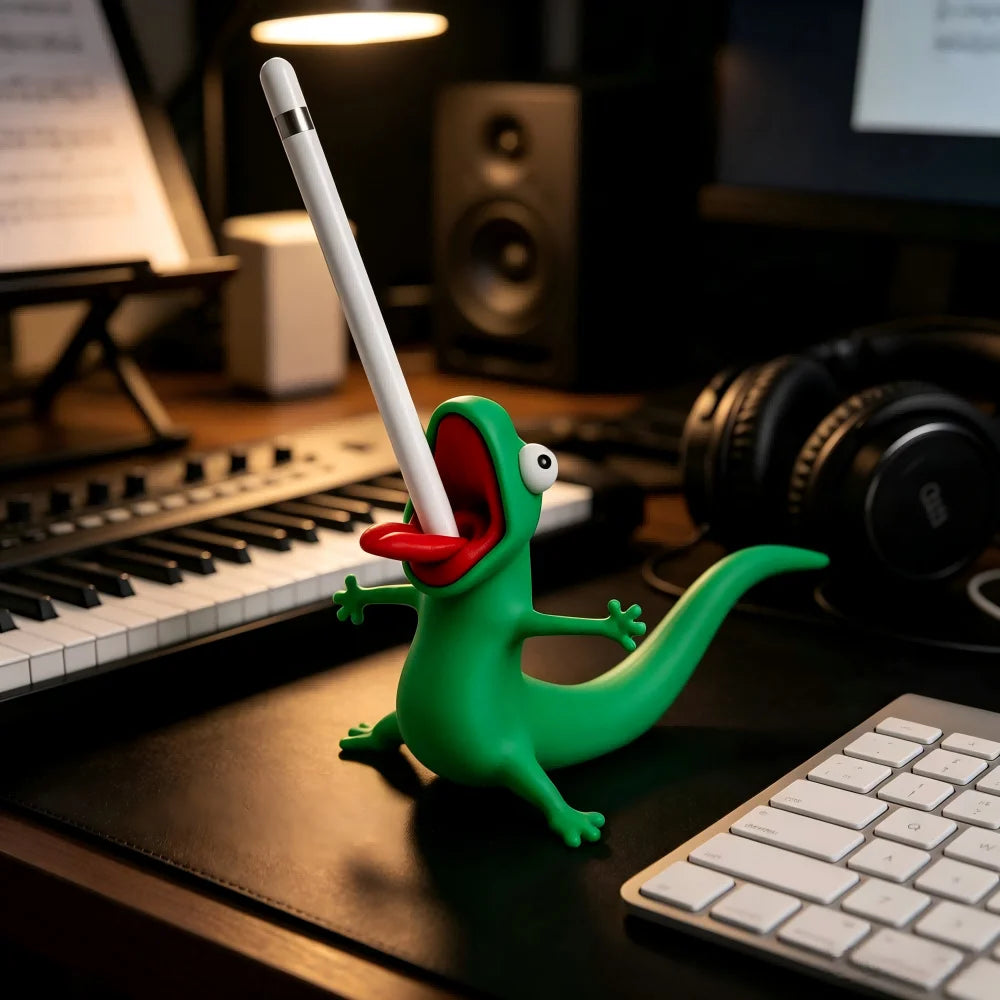 Funny Lizard Pen Holder, Cute 3D Printed Desk Organizer, Novelty Pen Rest for Office & Home, Unique Gift for Coworkers