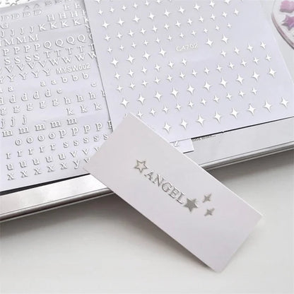 3Pcs  Toploader Decorative Stickers Set - Silver Letters & Starburst Star Design Photocard Accessories for Fans, DIY Planner Scrapbook Stationery, Album Decoration Supplies