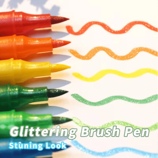 24 Colors Colorful Double-Ended Glitter Pens with Fast-Drying Glue-Like Ink - Fine Tip Tip-To-Base for Scrapbooking, Card Making