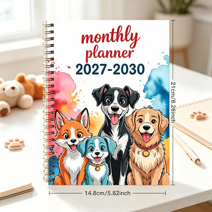 2027-2030 Monthly Planner Cute Dog Fox Animal Cover Wire Bound Notebook 4 Year Monthly Calendar Journal Agenda Book for Office School Supplies