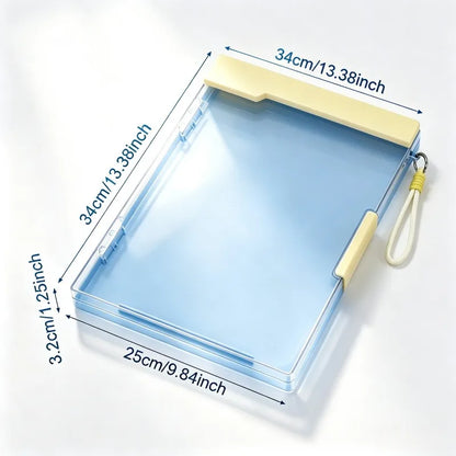 1 Pack Thickened ABS Storage Clipboard 13.3×9.88 Inch Portable Writing Board with Built-in Storage & Clear Lid, Multi-Color Document Holder