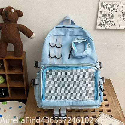 2026 New Kawaii Heart Transparent JK Itabag Backpack for Teen Girls Collage Style School Bag Women Laptop Backpack