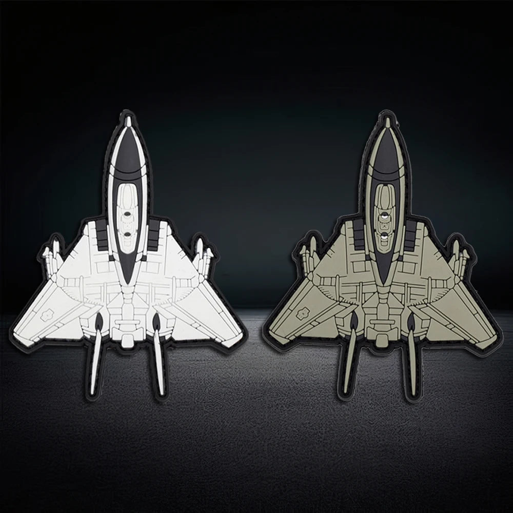 Fighter Jet Shaped PVC Morale Patch Hook & Loop Military Aircraft Patches For Backpack Clothing