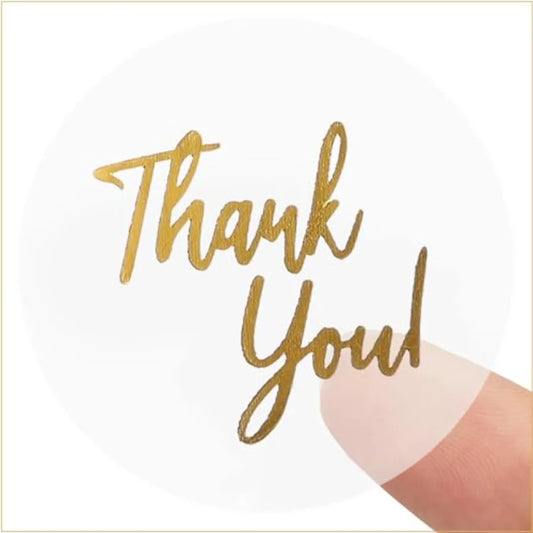 500Pcs Clear Thank You Stickers Round Transparent PVC Stickers, 1 in Self-Adhesive Envelope Seal Labels for Business Wedding