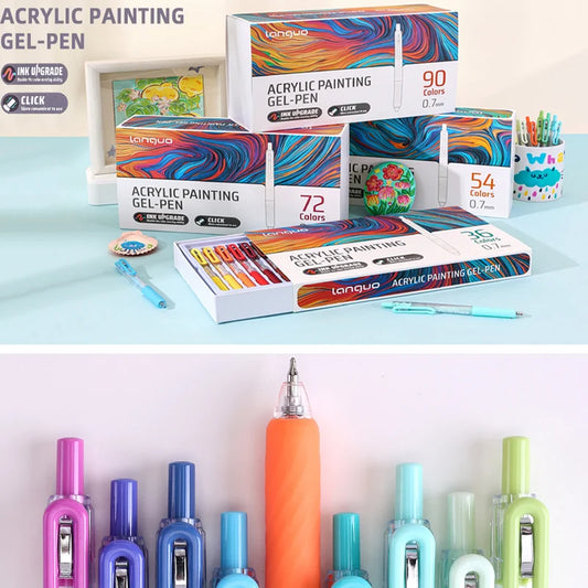 Acrylic Gel Pens for Coloring Journaling Painting Drawing Crafts 0.7mm Bullet Tip,Blendable Quick Dry Ink,Retractable Click Design for Muti-Surface Painting DIY Crafts Handmade Projects