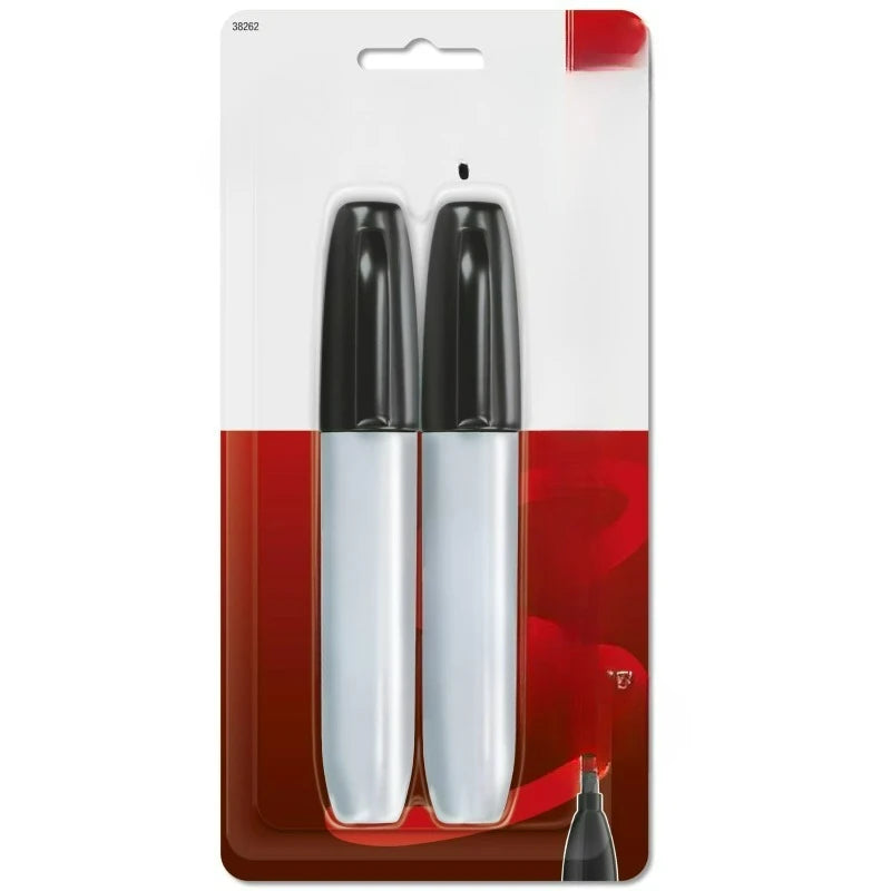 Permanent Markers, Chisel Tip, Black, 2 Count