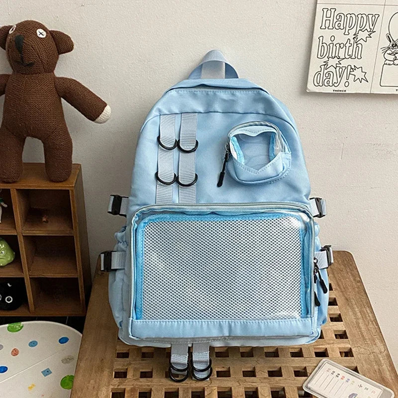 2026 New Kawaii Heart Transparent JK Itabag Backpack for Teen Girls Collage Style School Bag Women Laptop Backpack