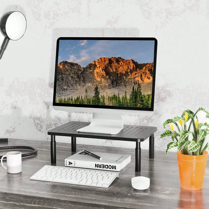 Desk Organizer, 1 Tier Computer Monitor Stand For Desk, Desk Monitor Riser 3 Height Adjustable, Laptop Stand Underneath Storage For Office, Home, School Supplies (STT003), 1 Pack, Black