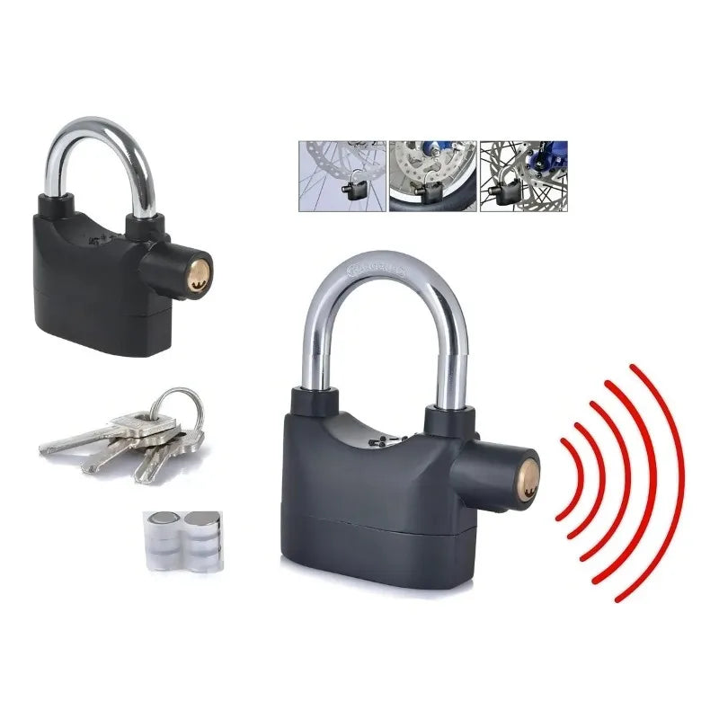 Anti-Theft Alarm Padlock with Anti-Pry Design, Security Lock for Yard Gate, Bicycle & Motorcycle