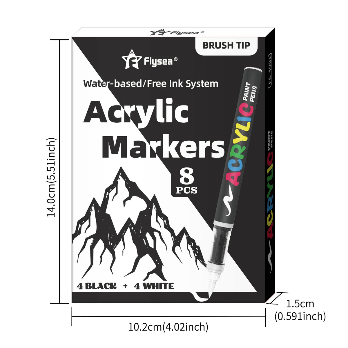 8pcs Black and White Acrylic Paint Markers Set, Large Ink Capacity, Acrylic Markers for Illustration Sketching, Wood, Glass, Fab