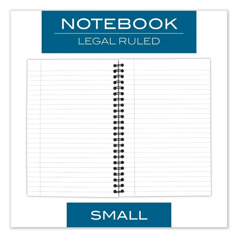 Wire bound Business Notebook, Wide/Legal Rule, Black Cover, 8" x 5", 80 Sheets