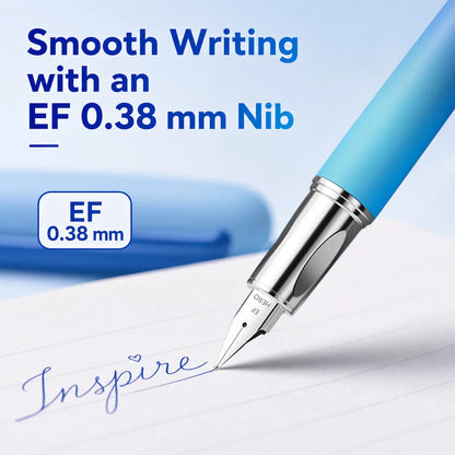 HERO 9338A Magnetic Fountain Pen 0.38mm Iridium EF Nib Frosted Gradient Metal Body Fingerprint Proof Ergonomic Grip Quick Dry Ink Smooth Writing, Anti-Skip & Anti-Blob