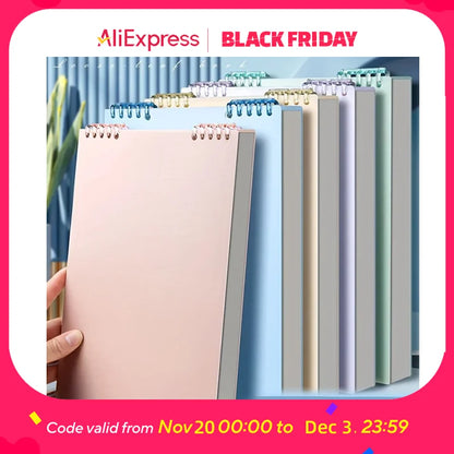 A5 Refillable Spiral Notebook - Top Coil Binding Lined Journal, Removable Tearable Pages for Notes, Planner Notepad for Office or School,