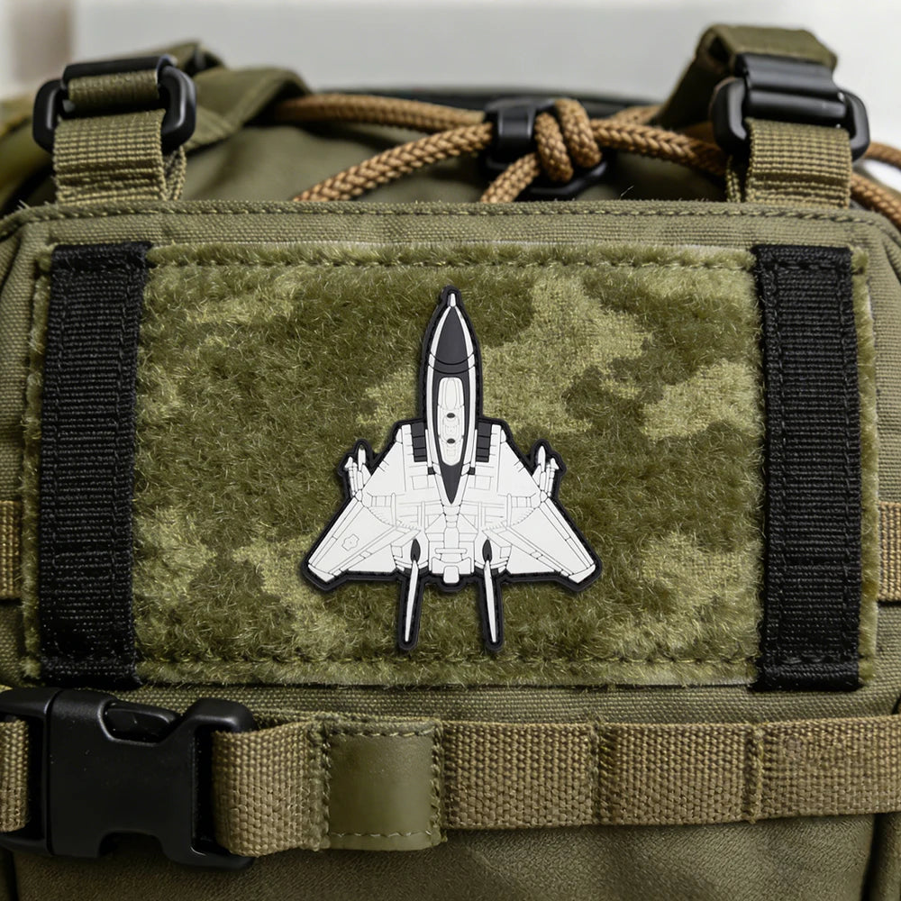 Fighter Jet Shaped PVC Morale Patch Hook & Loop Military Aircraft Patches For Backpack Clothing