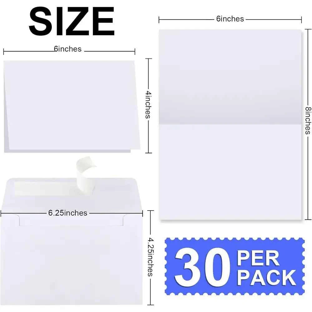 4x6 Inch 30-Piece White Invitation Cardstock with 30 Thank You Blank Greeting Cards for DIY Custom Printing