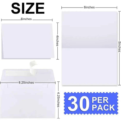 4x6 Inch 30-Piece White Invitation Cardstock with 30 Thank You Blank Greeting Cards for DIY Custom Printing