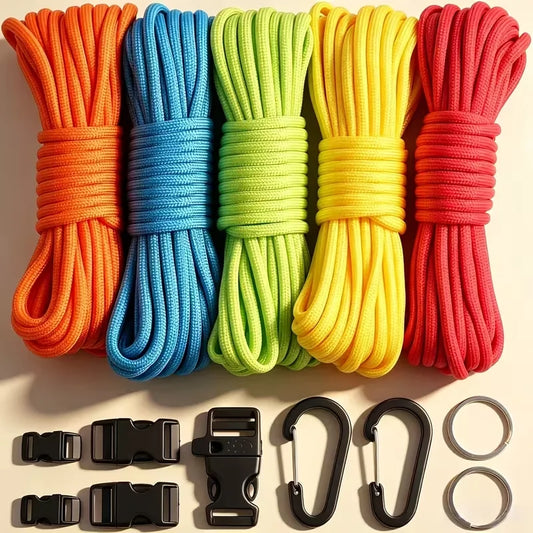 Dopamine-Boosting Colorful Paracord DIY Weaving Kit Outdoor Survival Bracelet Handcraft Material Pack with Complete Accessories
